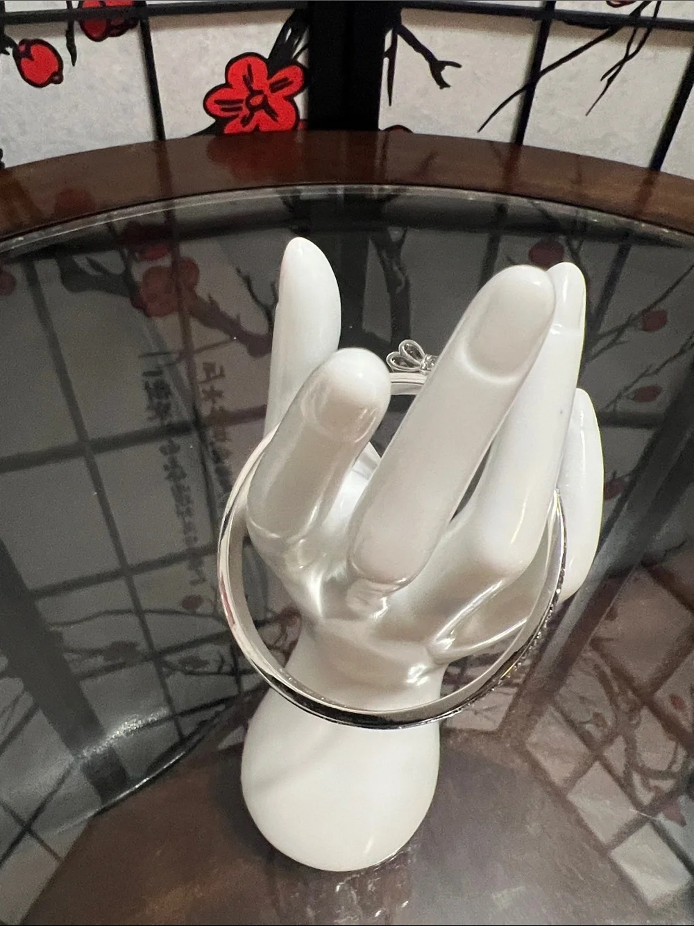 kate spade Silver Crystal Bow Hinged Bangle Bracelet